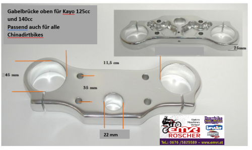 Gabelbrücke oben für Kayo 125cc und 140cc